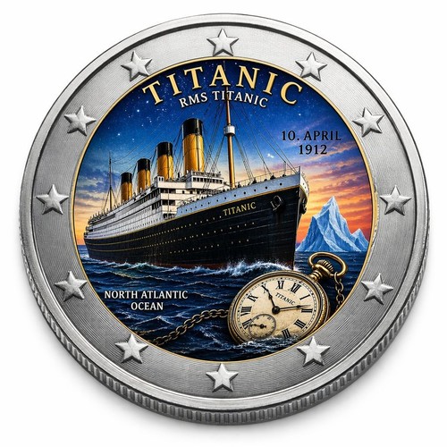 Euro farbmünze titanic - -,